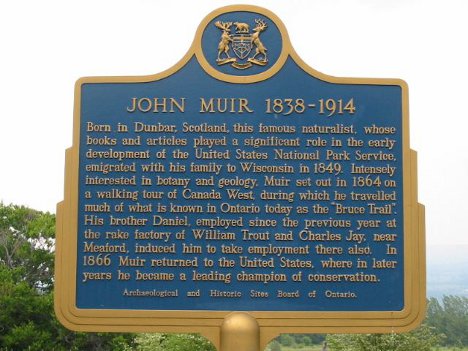 Photo used with permission from the website www.ontarioplaques.com. JohnMuirPlaque